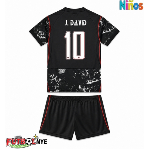 Camiseta Canadá Jonathan David #10 Visitante Equipación para niños Mundial 2026 manga corta (+ pantalones cortos)